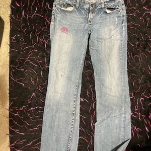 BKE Blue Straight Leg Jeans with Vintage-Inspired Fading